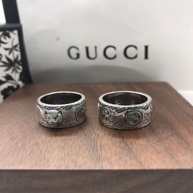 GUCCi飾品 古馳新款 925韓國霸氣虎頭時尚百搭情侶戒指 Gucci情侶戒指  zgbq1004